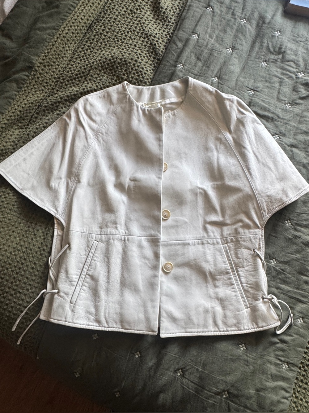 Maison Women’s Short-Sleeve Cream Button Jacket